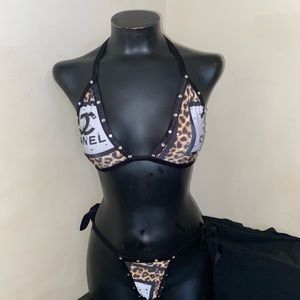 Leopard w/Black Exotic Dancewear Bikini